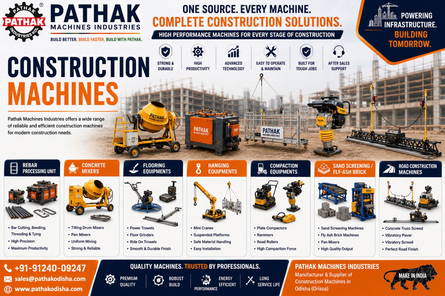 High Performance Construction Machines Manufactured in Odisha