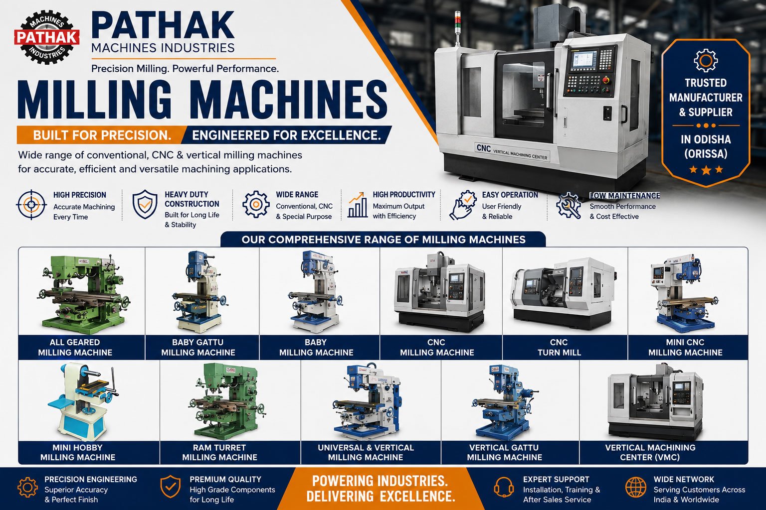 Wide Range of CNC and Vertical Milling Machines for Accurate, Efficient & Versatile Machining
