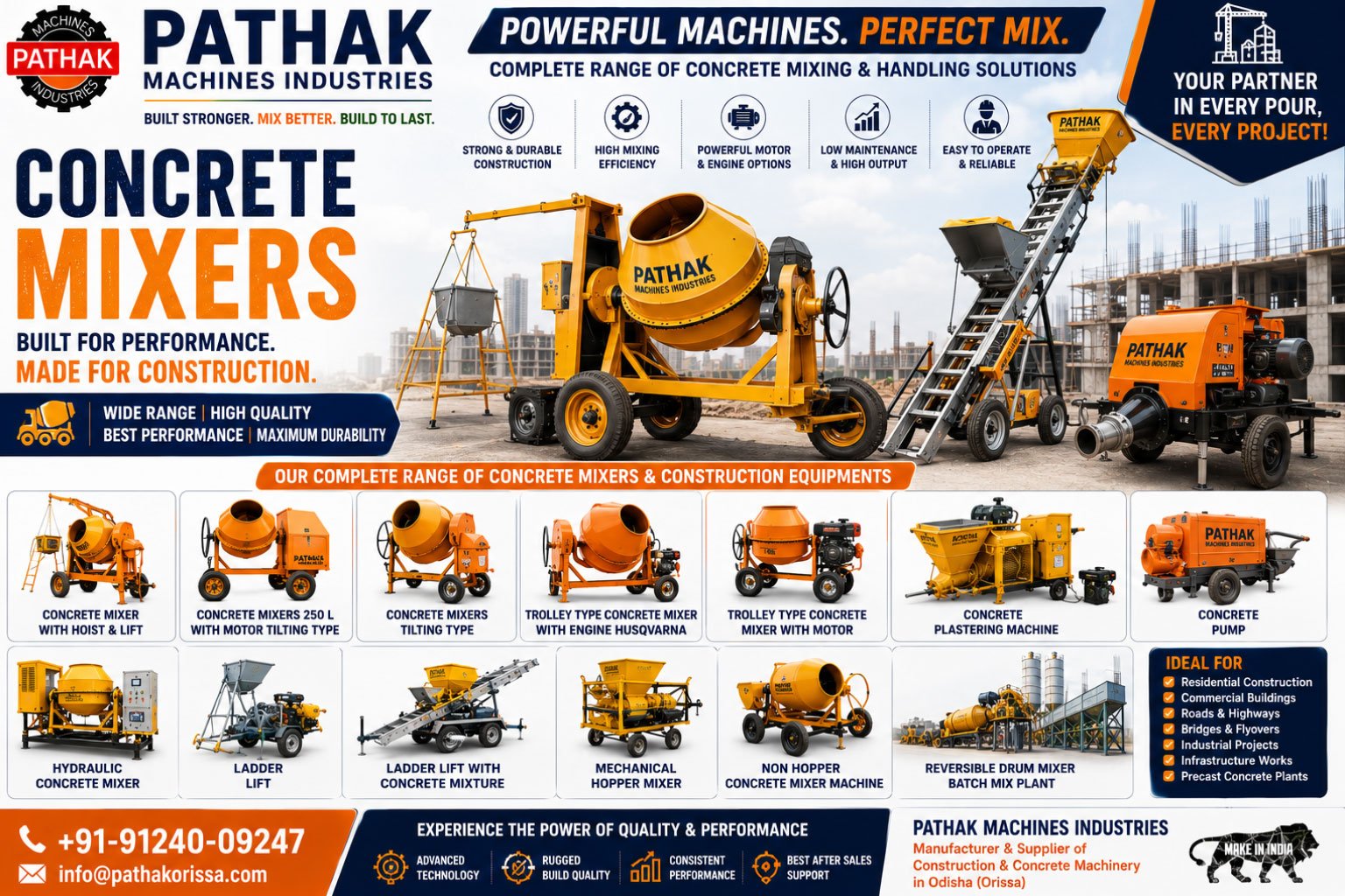 High Performance Concrete Mixers Built for Every Construction Project