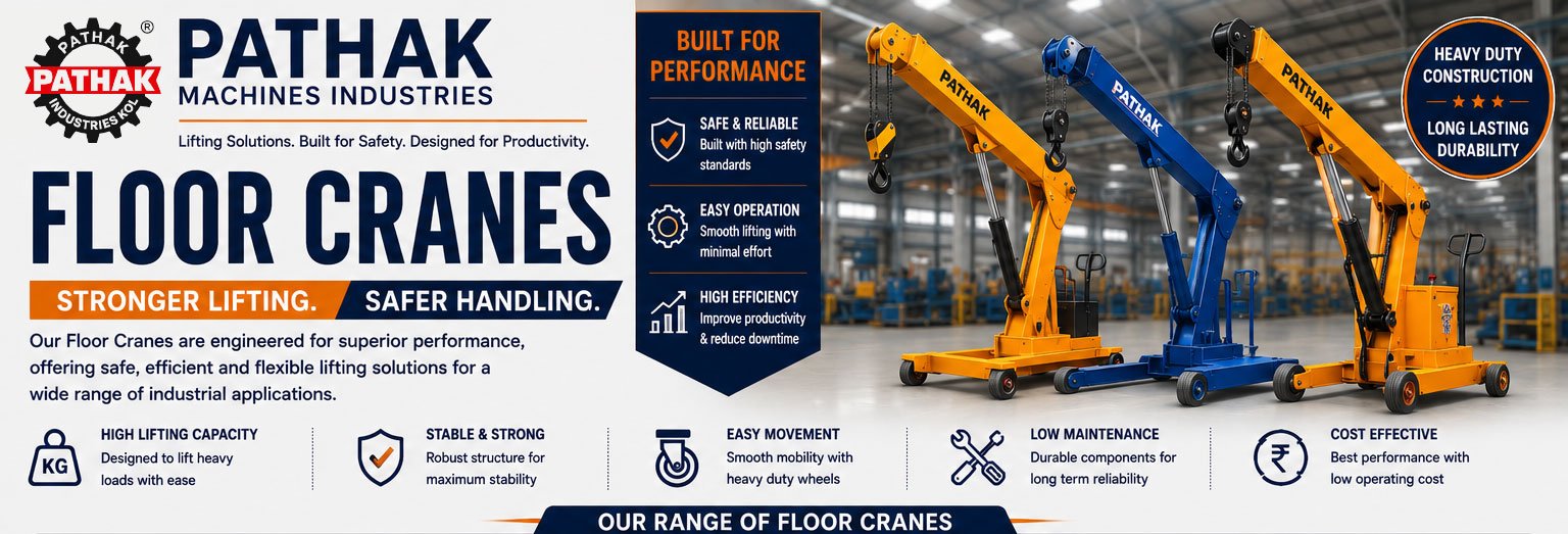 Complete Range of Electric, Hydraulic & Mobile Floor Cranes for Industrial Material Handling