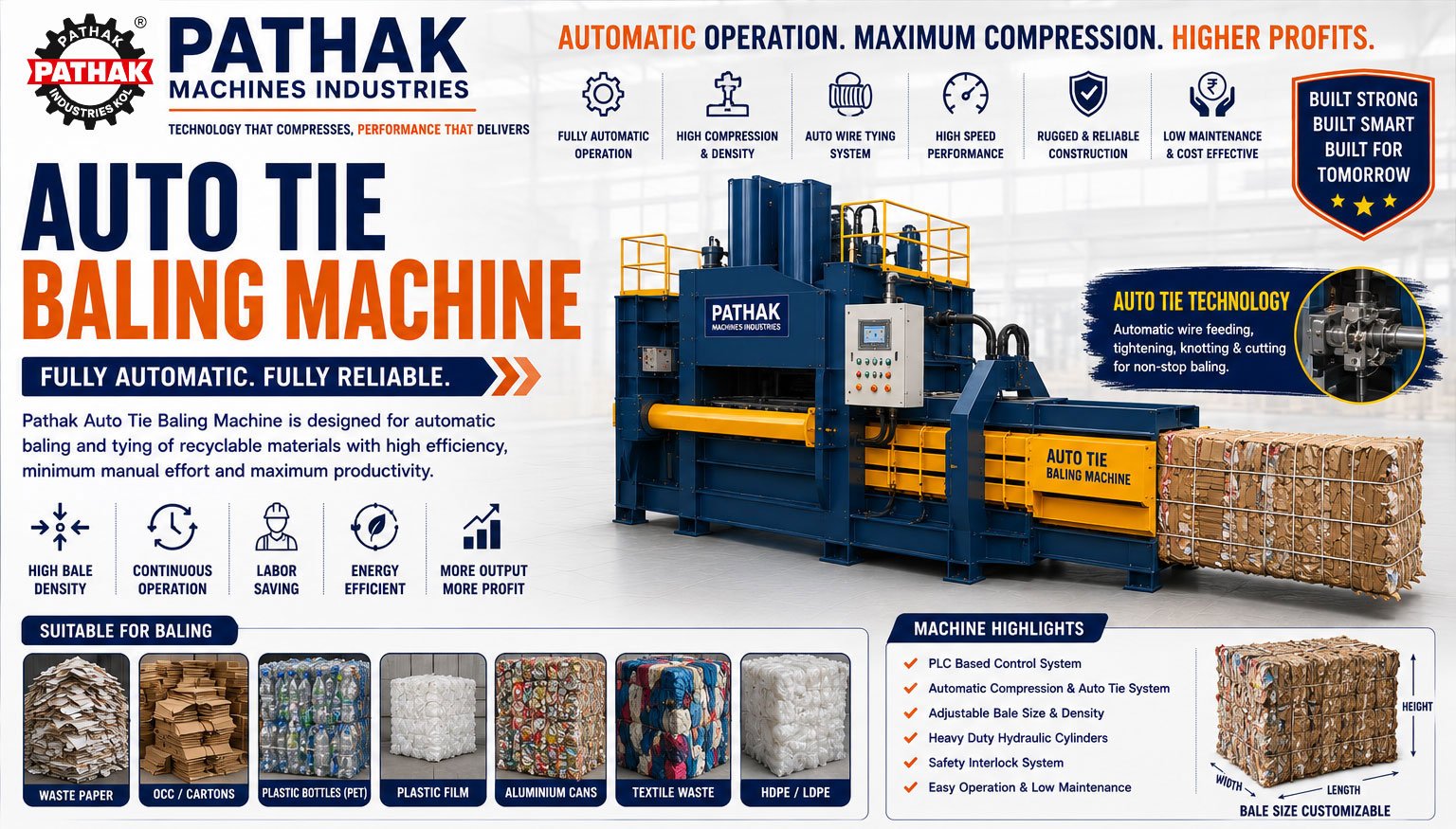 Fully Automatic Scrap Baling Machines with High Compression & Auto Wire Tying Technology