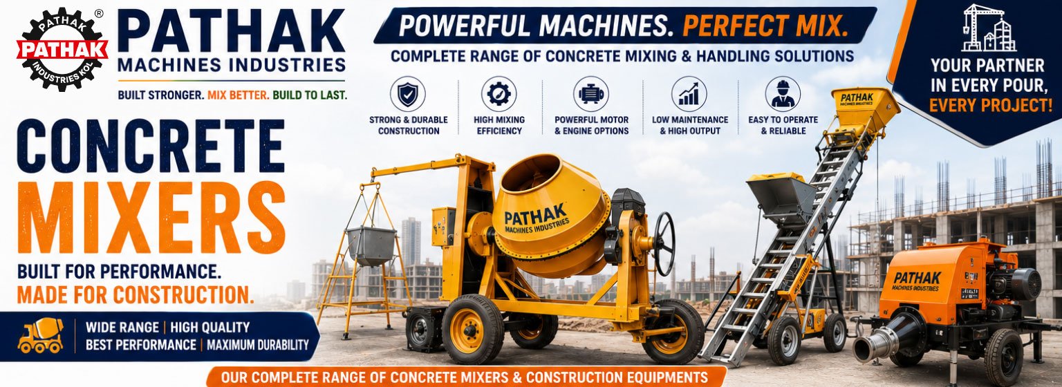 High-Performance Concrete Mixers, Pumps, Hoists & Plastering Machines for Modern Construction Projects