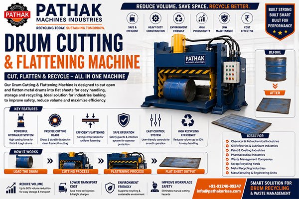 Drum Cutting Flattening Machine
